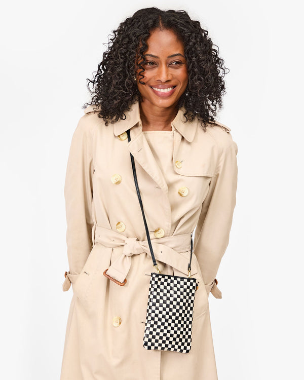 Clare Vivier Poche Black/Cream Woven Checker
