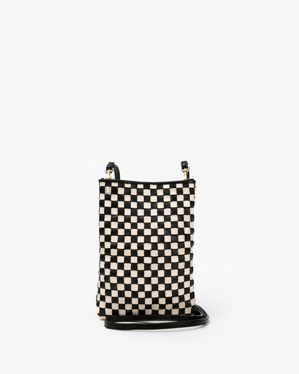 clare vivier Poche Black/Cream Woven Checker