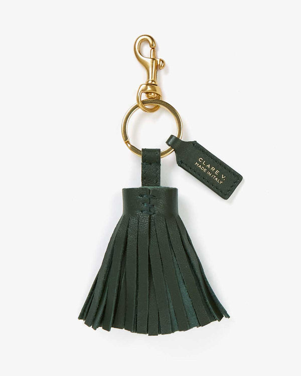 Clare Vivier Pom Pom Tassel Keychain Loden