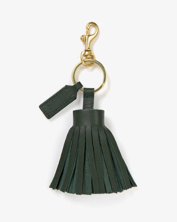 clare vivier Pom Pom Tassel Keychain Loden