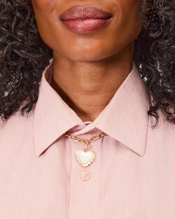 Clare Vivier Scallop Heart Charm White/Emerald