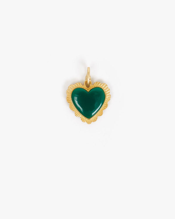 clare vivier Scallop Heart Charm White/Emerald