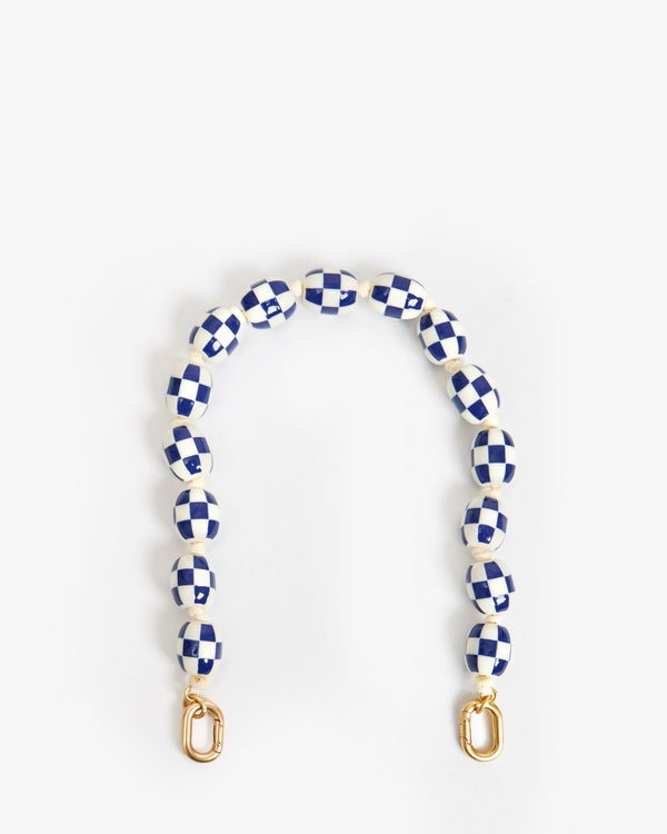 clare vivier Shortie Strap Blue/Cream Checker