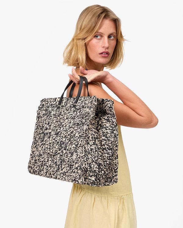 Clare Vivier Summer Simple Tote Black/Cream Raffia