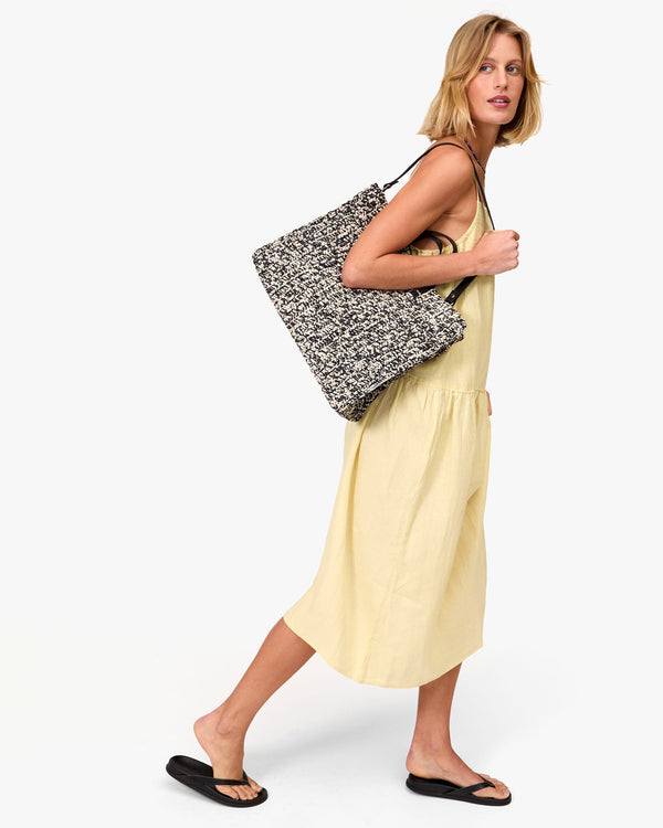 Clare Vivier Summer Simple Tote Black/Cream Raffia