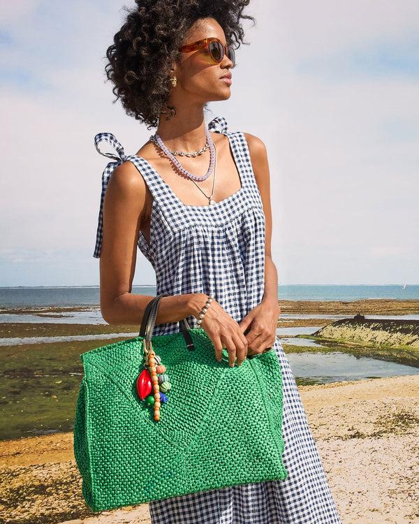 Clare Vivier Summer Simple Tote Green Apple Raffia
