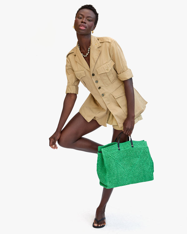 Clare Vivier Summer Simple Tote Green Apple Raffia