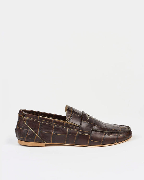 Clare Vivier The Penny Loafer Deep Brown Croc / 35