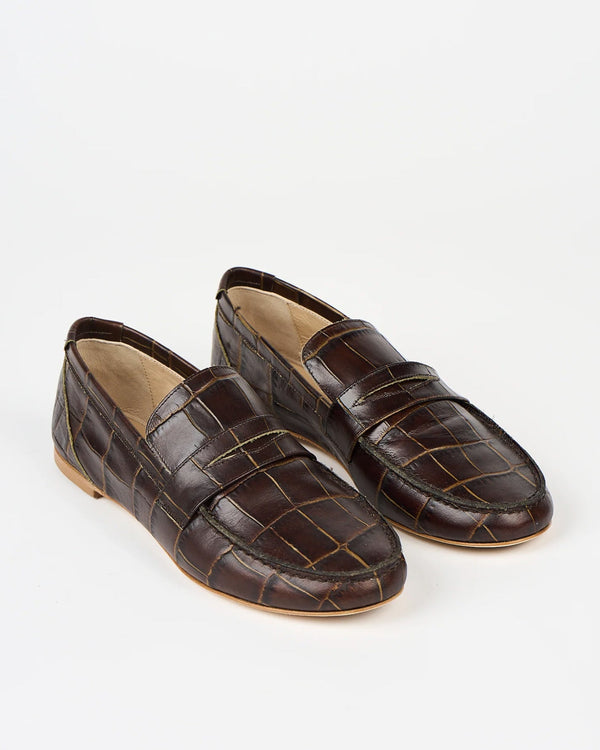 Clare Vivier The Penny Loafer Deep Brown Croc / 35