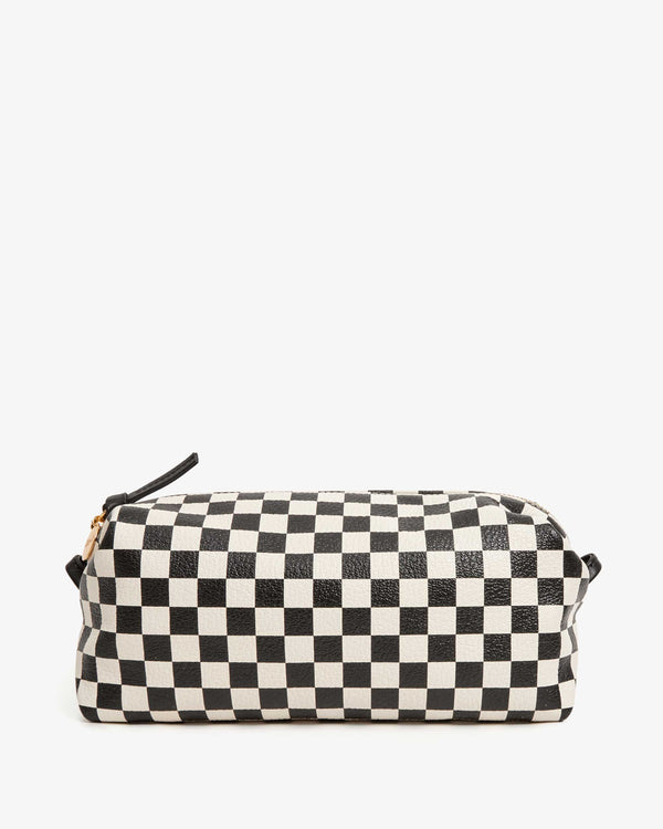 clare vivier Toiletry Case Black/Cream Checkers