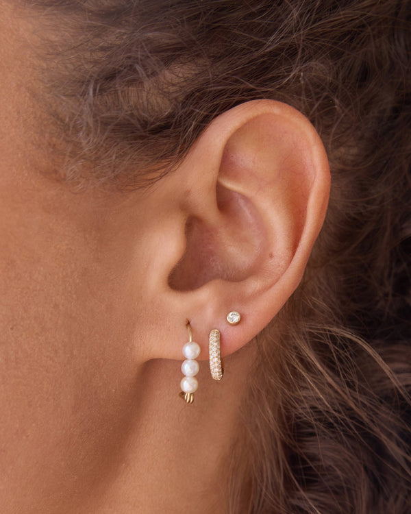 Clare Vivier Tres Pearl Earring 14k Yellow Gold