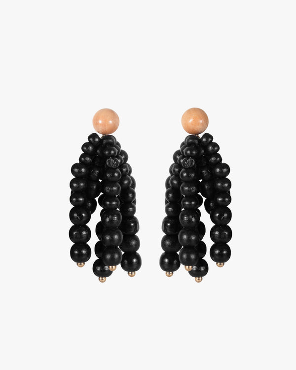 clare vivier Wood Fringe Earrings Black
