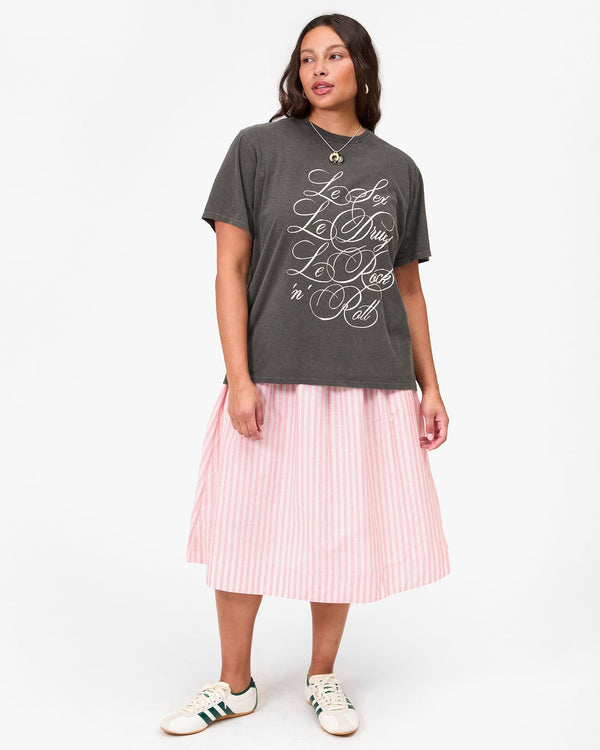 Clare Vivier Zoe Skirt Peony/Tan Stripe / XS