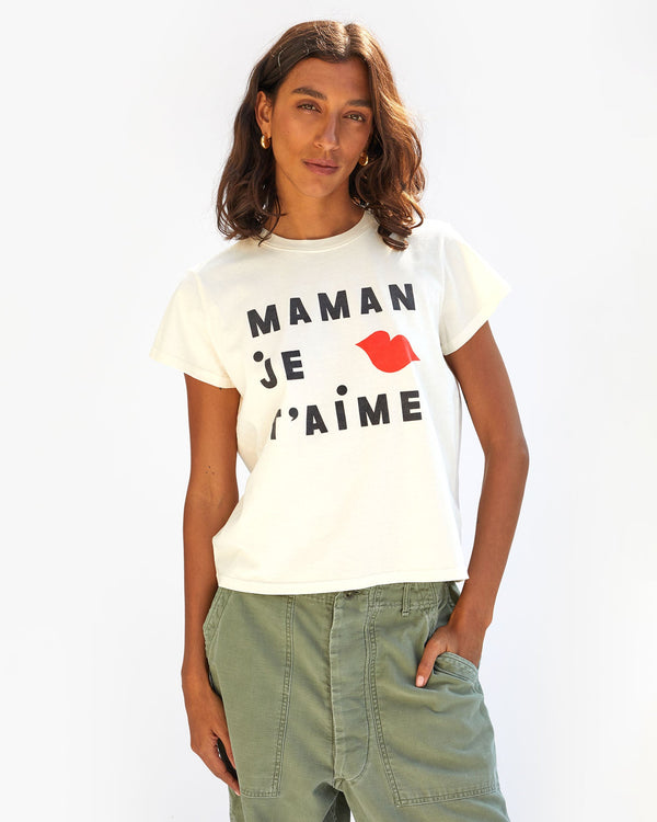 clare vivier Classic Tee Cream w/ Black/Poppy Maman Je T'aime / XS