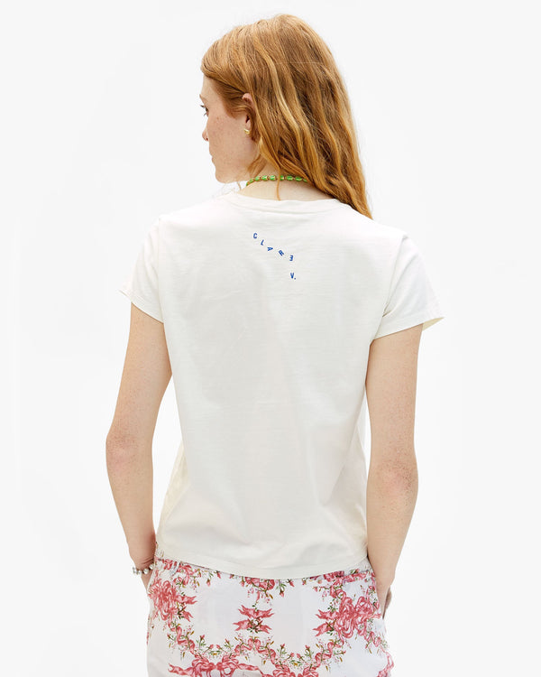 Clare Vivier Classic Tee Cream W/ Cobalt Californie / XS