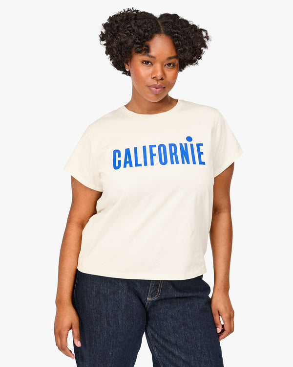 Clare Vivier Classic Tee Cream W/ Cobalt Californie / XS