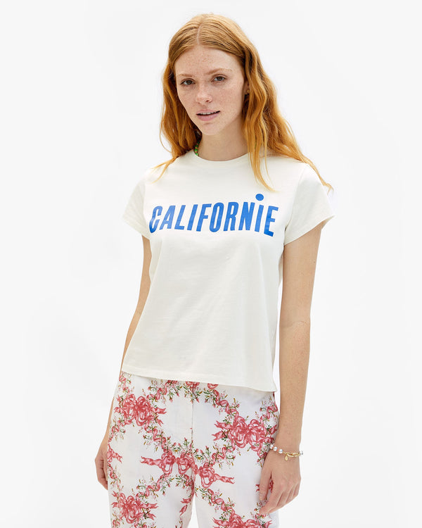 clare vivier Classic Tee Cream w/ Cobalt Californie / XS