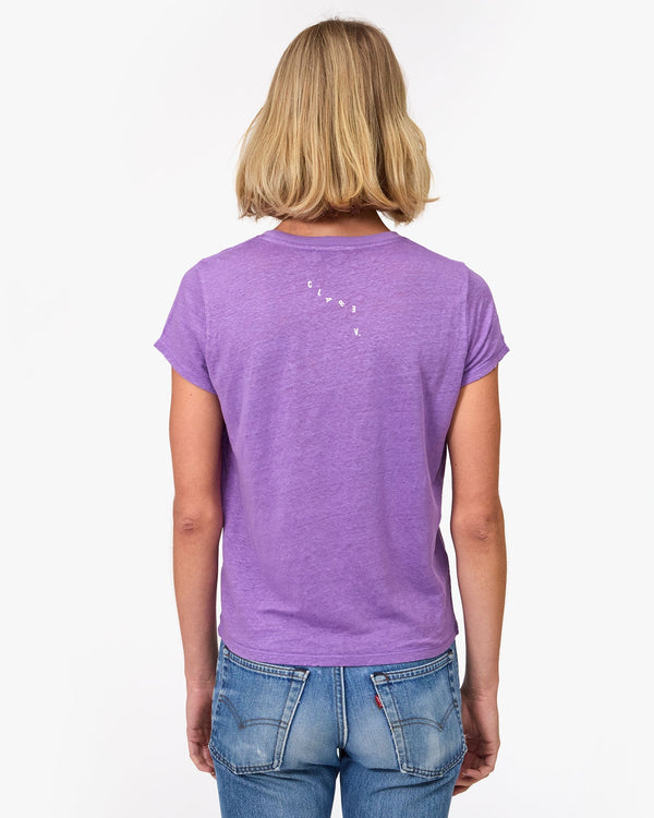 Clare Vivier Classic Tee Faded Wild Purple Linen W/ V-Stitch / XS