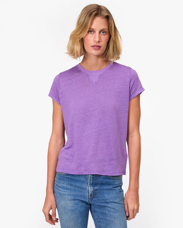 clare vivier Classic Tee Faded Wild Purple Linen w/ V-Stitch / XS