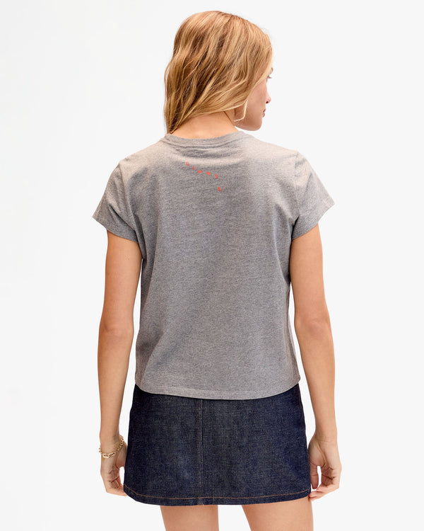Clare Vivier Classic Tee Grey Melange W/ Safety Orange Block Ciao / XS