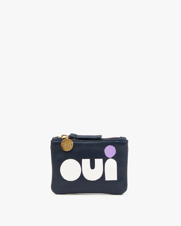 clare vivier Coin Clutch Navy w/ Cream/Wild Purple Oui