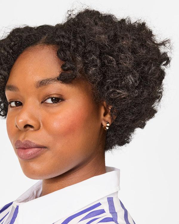 Clare Vivier Enamel Stripe Huggie Earrings Cream/Black