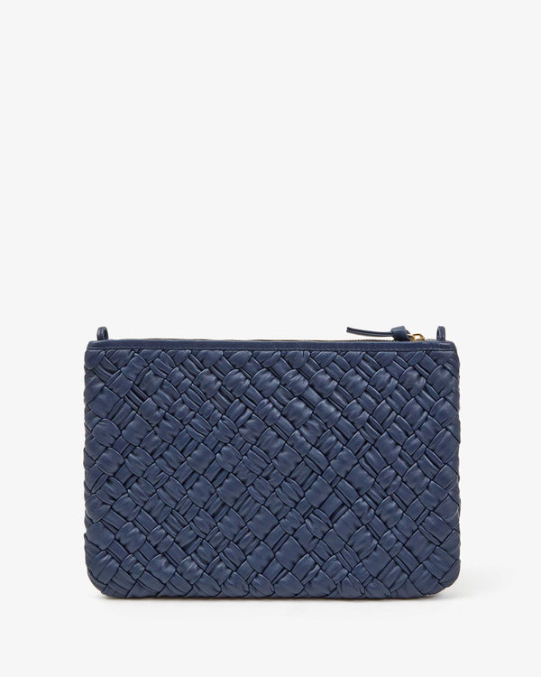 Clare Vivier Flat Clutch W/ Tabs Bright Navy Puffy Woven