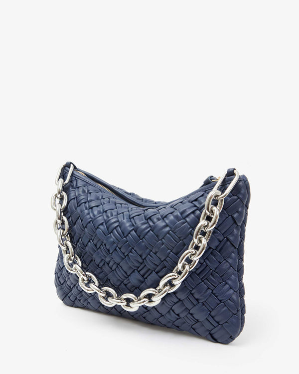 Clare Vivier Flat Clutch W/ Tabs Bright Navy Puffy Woven