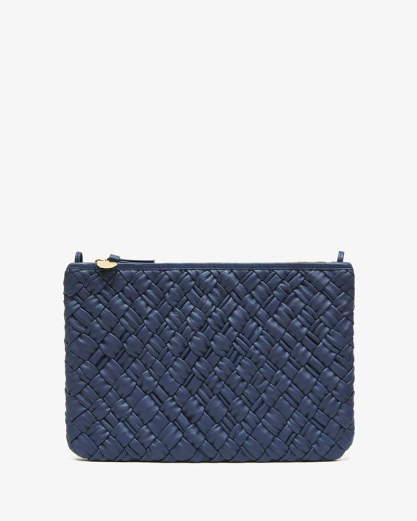 clare vivier Flat Clutch w/ Tabs Bright Navy Puffy Woven