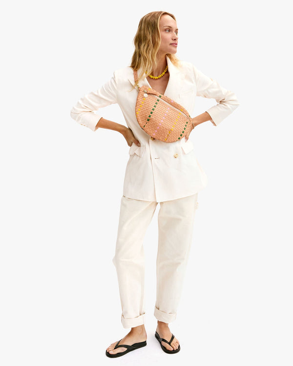 Clare Vivier Grande Fanny Bisque Woven Checker W/ Stripe