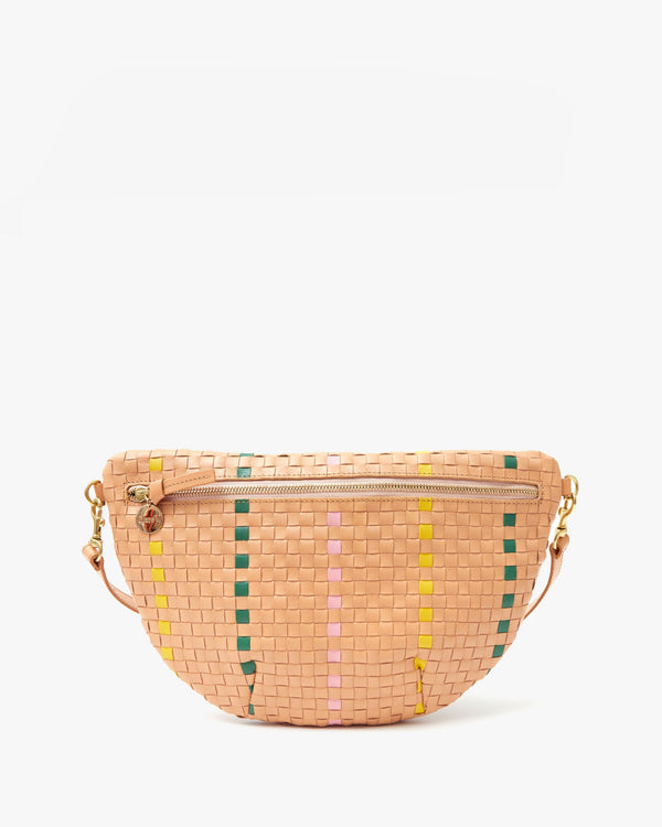 clare vivier Grande Fanny Bisque Woven Checker w/ Stripe