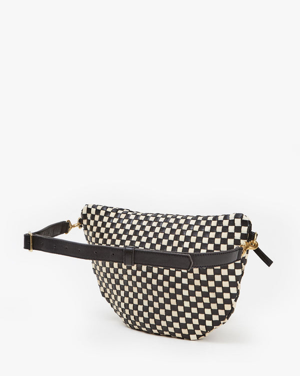Clare Vivier Grande Fanny Black/Cream Woven Checker