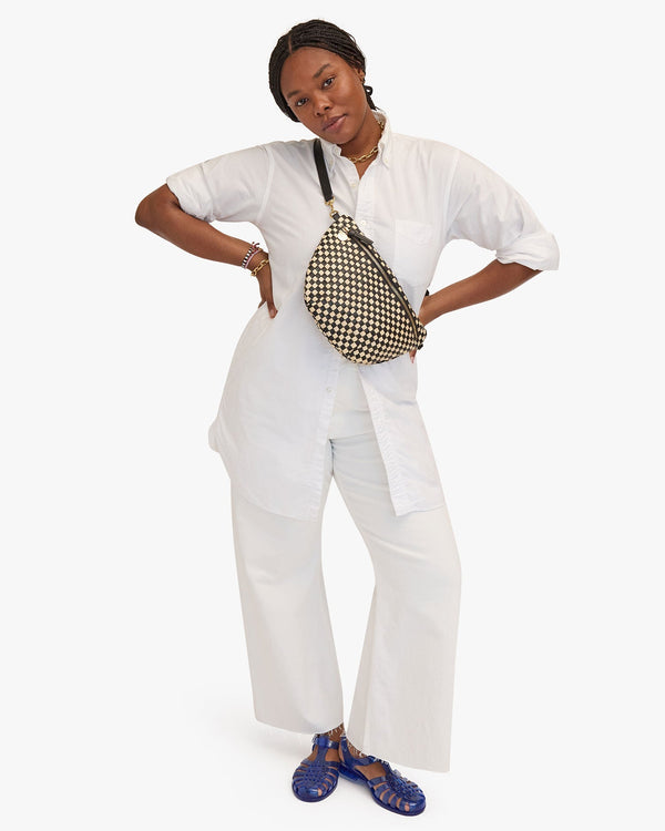 Clare Vivier Grande Fanny Black/Cream Woven Checker