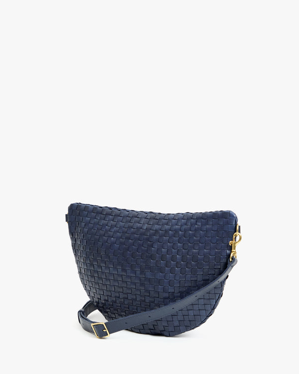 Clare Vivier Grande Fanny Bleu Marine Woven Checker