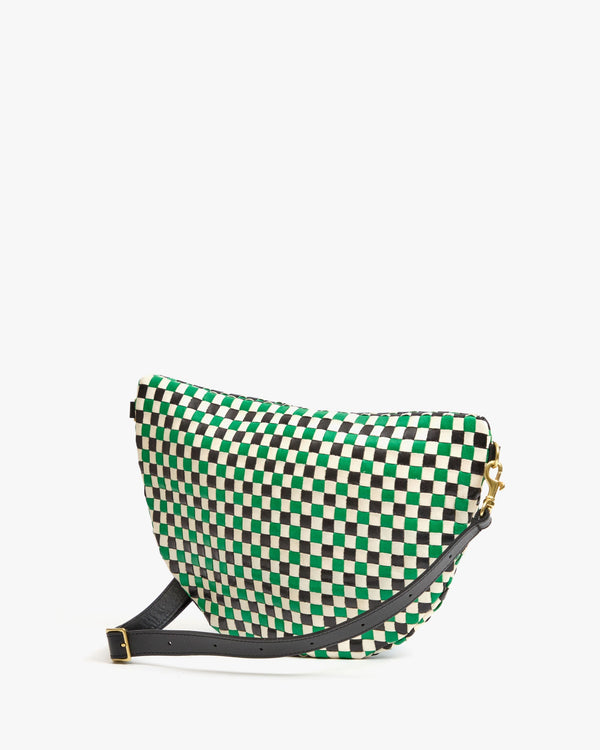 Clare Vivier Grande Fanny Green Apple Multi Woven Checker