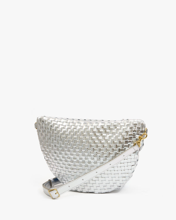 Clare Vivier Grande Fanny Silver Specchio Woven Checker