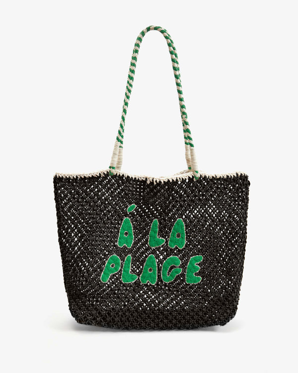 clare vivier L'Été Tote Black w/ Green Apple Á La Plage