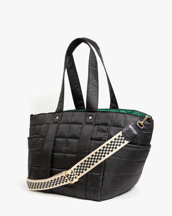 Clare Vivier Le Box Tote Sportif Black W/ Black/Cream Webbing Strap