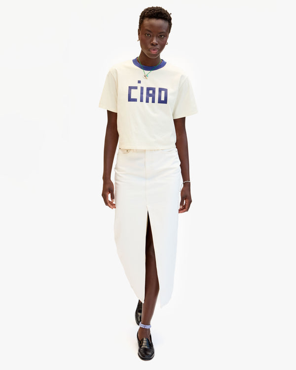 Clare Vivier Le Carré Tee Cream W/ Navy Block Ciao / XS