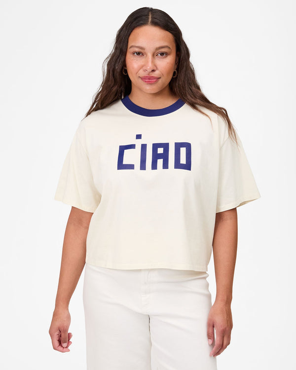 Clare Vivier Le Carré Tee Cream W/ Navy Block Ciao / XS