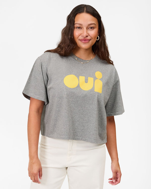 Clare Vivier Le Carré Tee Grey Melange W/ Snapdragon Cut Out Oui / XS