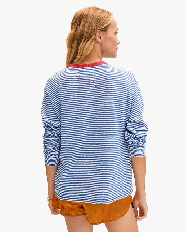 Clare Vivier Long Sleeve Tee Blue/Cream Mini Stripe / XS