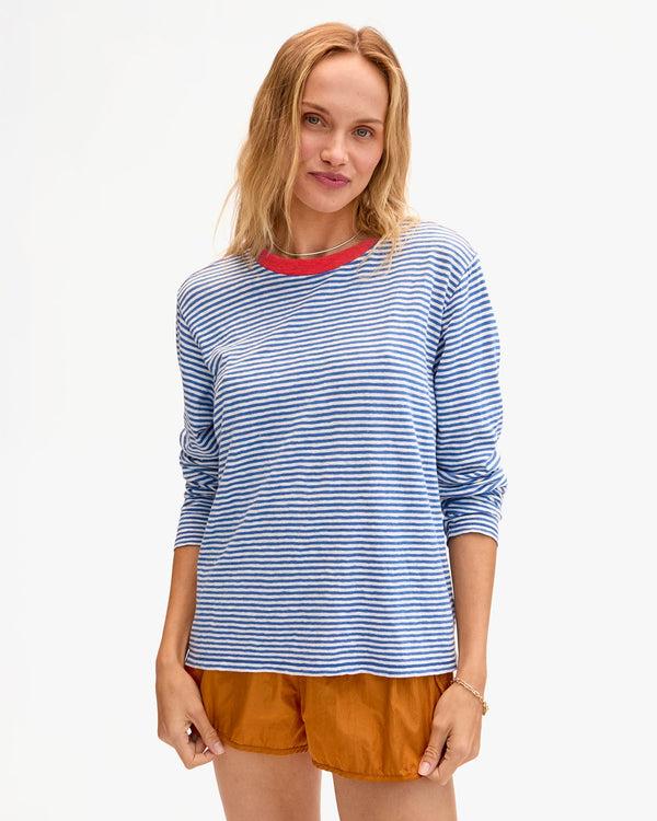 clare vivier Long Sleeve Tee Blue/Cream Mini Stripe / XS