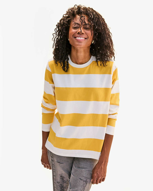 clare vivier Long Sleeve Tee Cream/Vintage Marigold Rugby Stripe / XS
