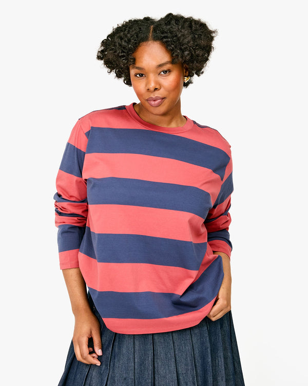 Clare Vivier Long Sleeve Tee Vintage Poppy/Navy Rugby Stripe / XS