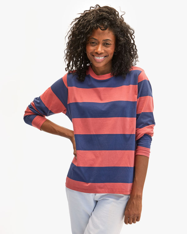 clare vivier Long Sleeve Tee Vintage Poppy/Navy Rugby Stripe / XS