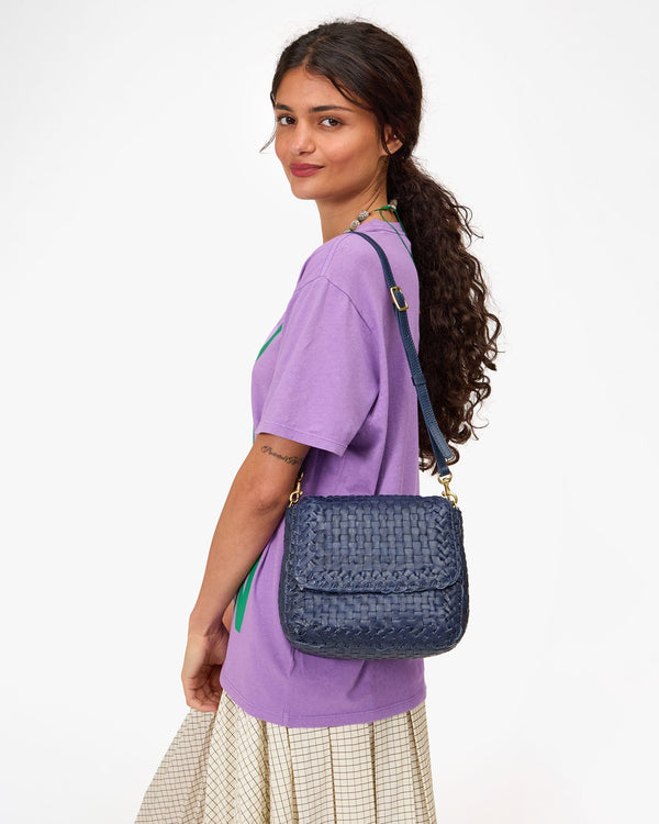 Clare Vivier Louis Bleu Marine Border Woven Checker