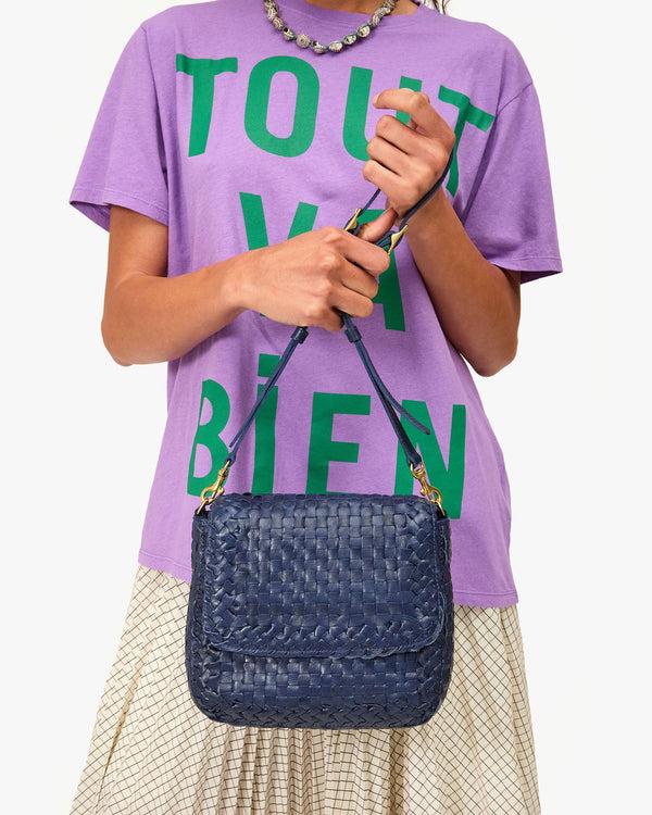 Clare Vivier Louis Bleu Marine Border Woven Checker