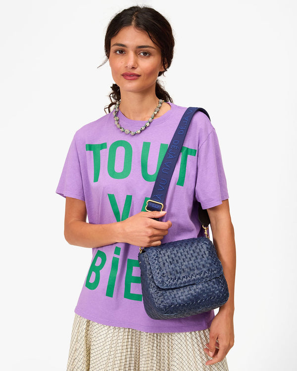 Clare Vivier Louis Bleu Marine Border Woven Checker
