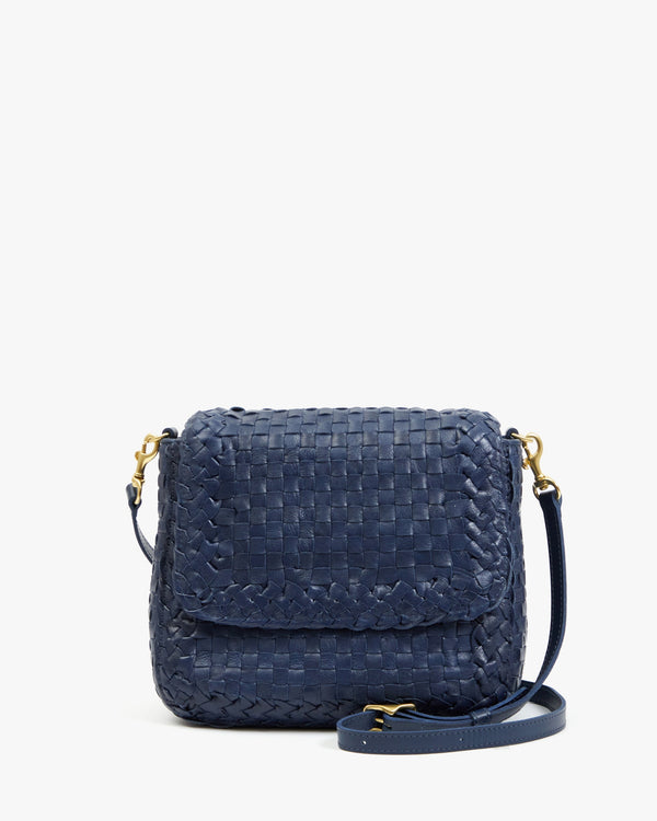 clare vivier Louis Bleu Marine Border Woven Checker